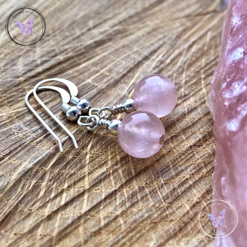 Classical Rose Quartz Silver Earrings